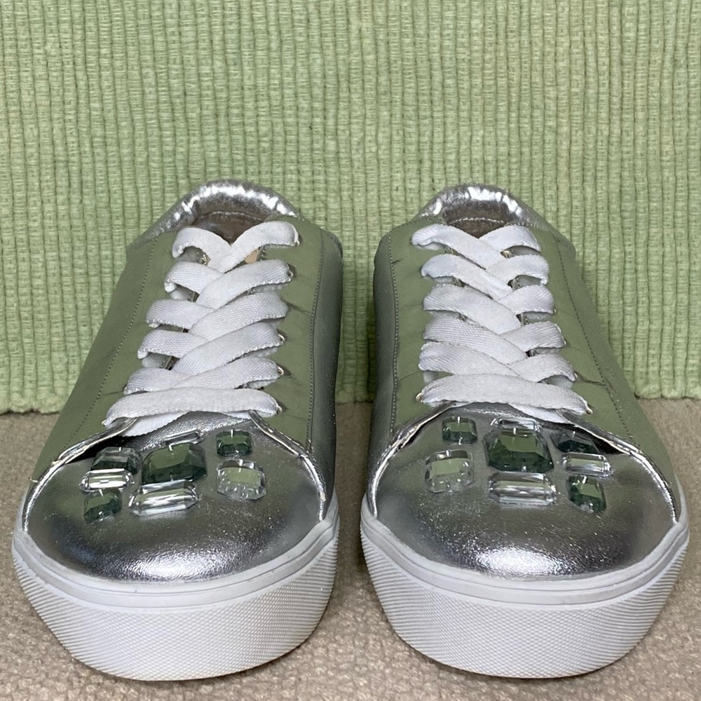 Nine West Women's Homerun Fashion Platform Sneaker Metallic Silver Shoes SZ 10 M - Picture 3 of 11
